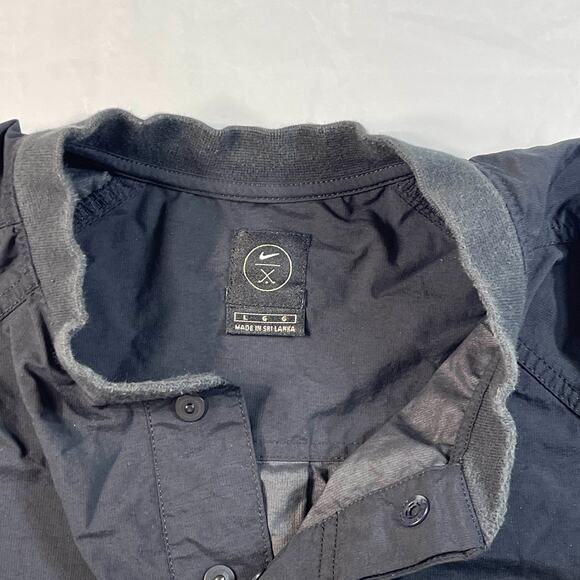 Nike Black Windbreaker Pullover Men’s L Quarter Snap Nylon Sweatshirt Zip Pocket - Picture 8 of 12